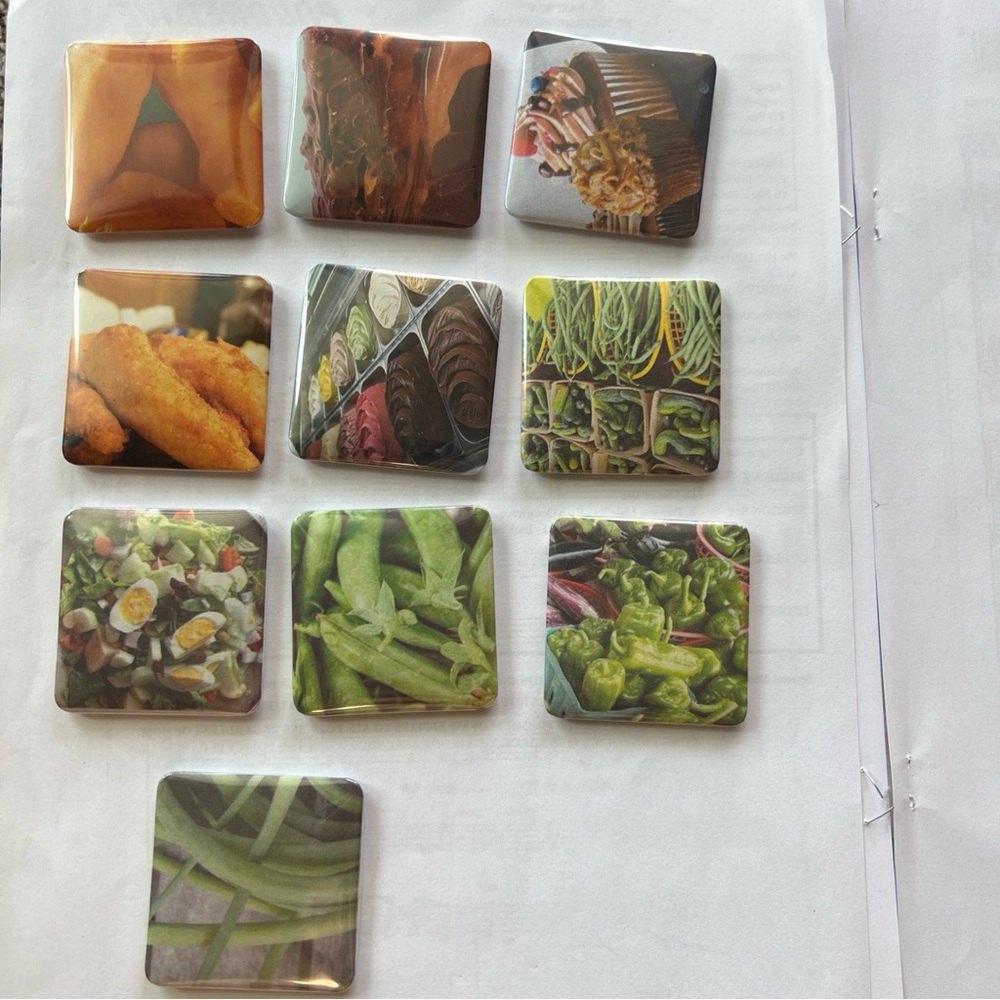 Colorful Food-Themed fridge Magnets Set of 10 pcs 2x2” valued ~30$